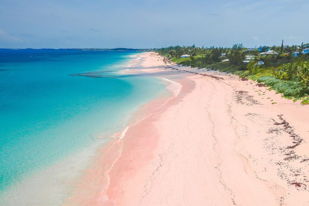 Розовый пляж на Багамах